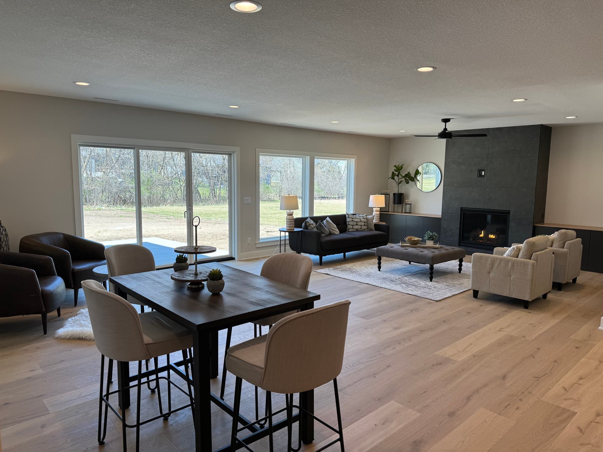 Open concept barndominium living space