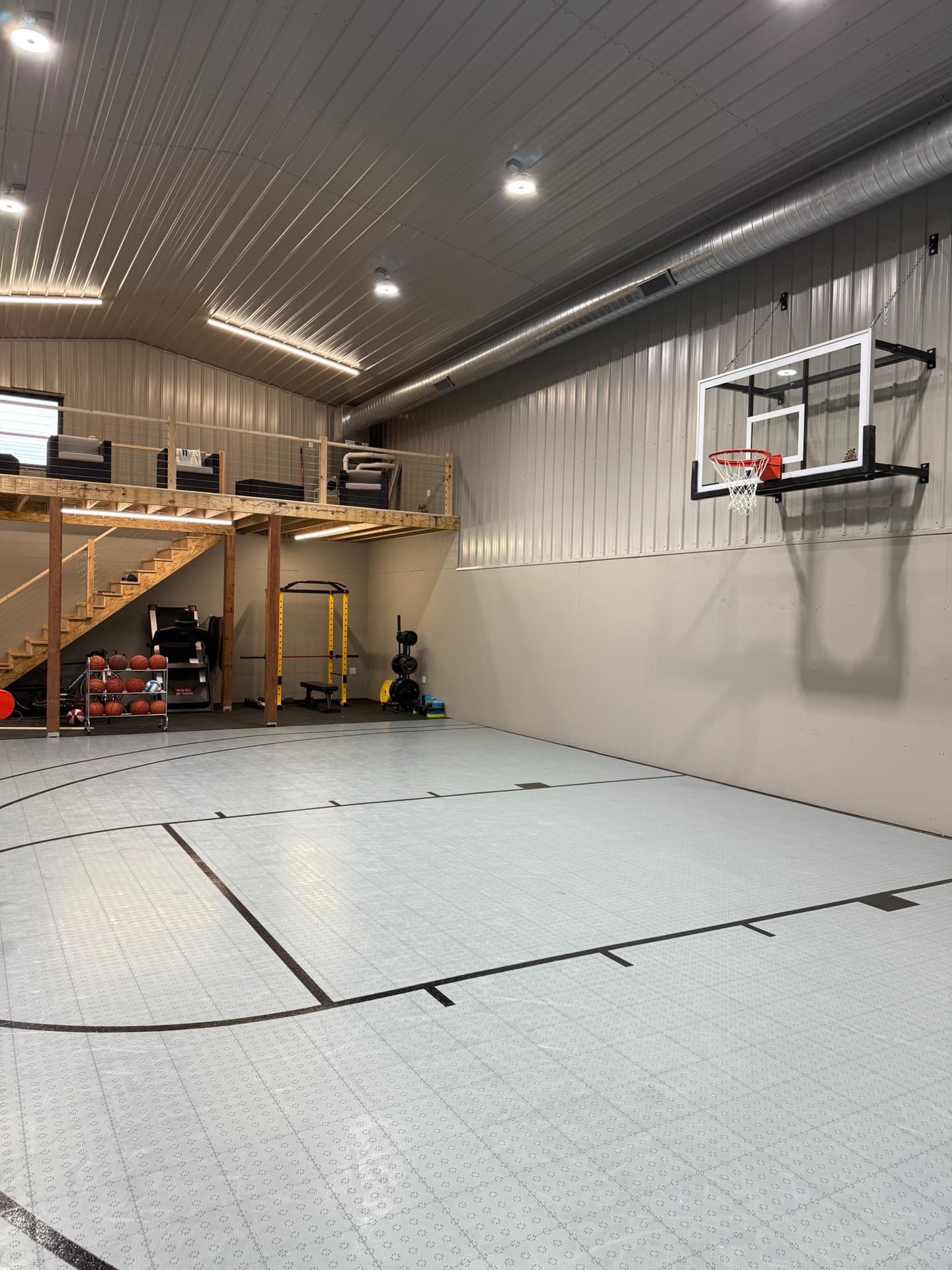 Indoor sport court in custom outbuilding